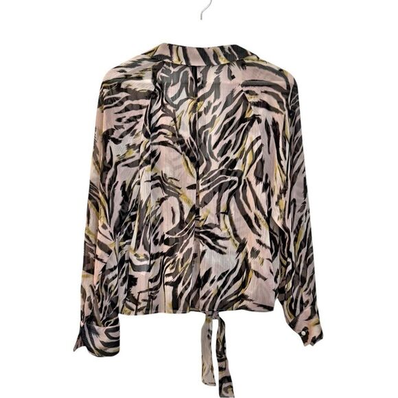 Bar III Animal Print Long Sleeve Blouse - Picture 4 of 9